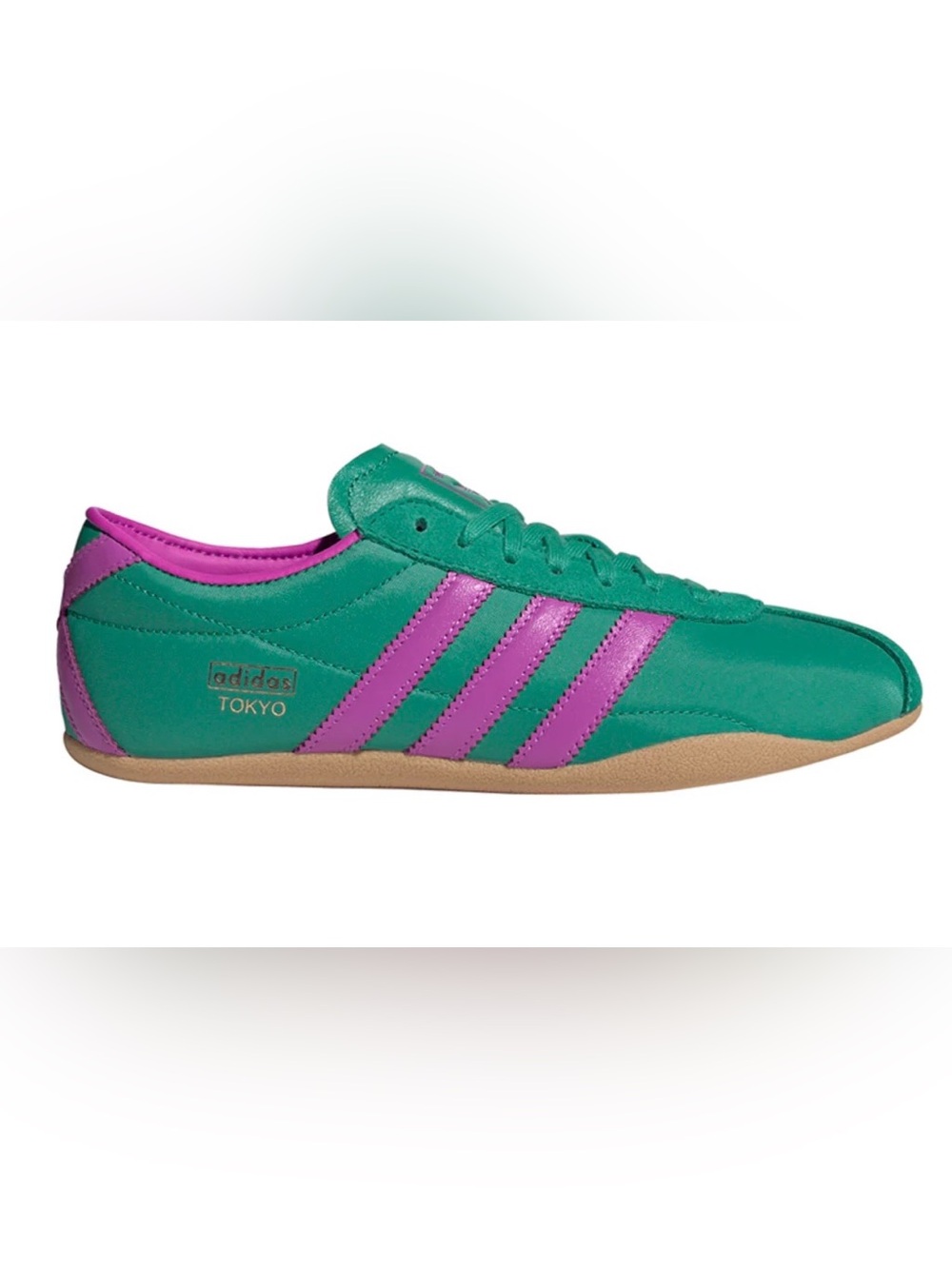 adidas Women's Green Sneakers with Pink Lining and Stripes